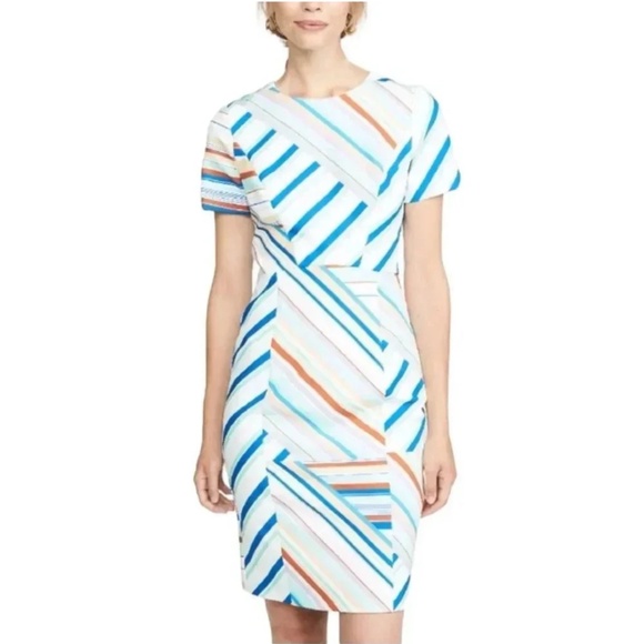 Black Halo Size 18 Jodee Sheath Dress in Frosty Striped - Picture 1 of 8